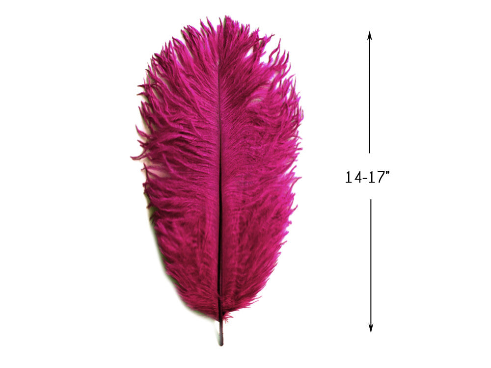 10 Pieces - 14-17" Magenta Ostrich Dyed Drab Body Feathers