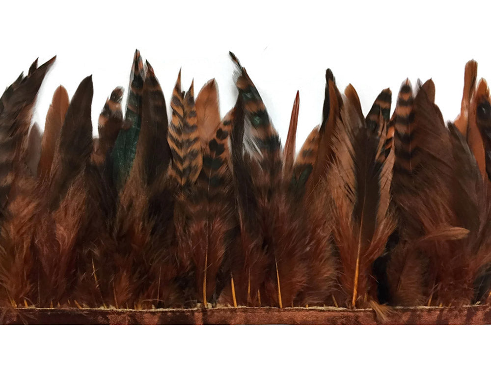 1 yard - Chinchilla Dyed Brown Rooster Soft Hackle Feathers for Wedding Backdrops & Arches