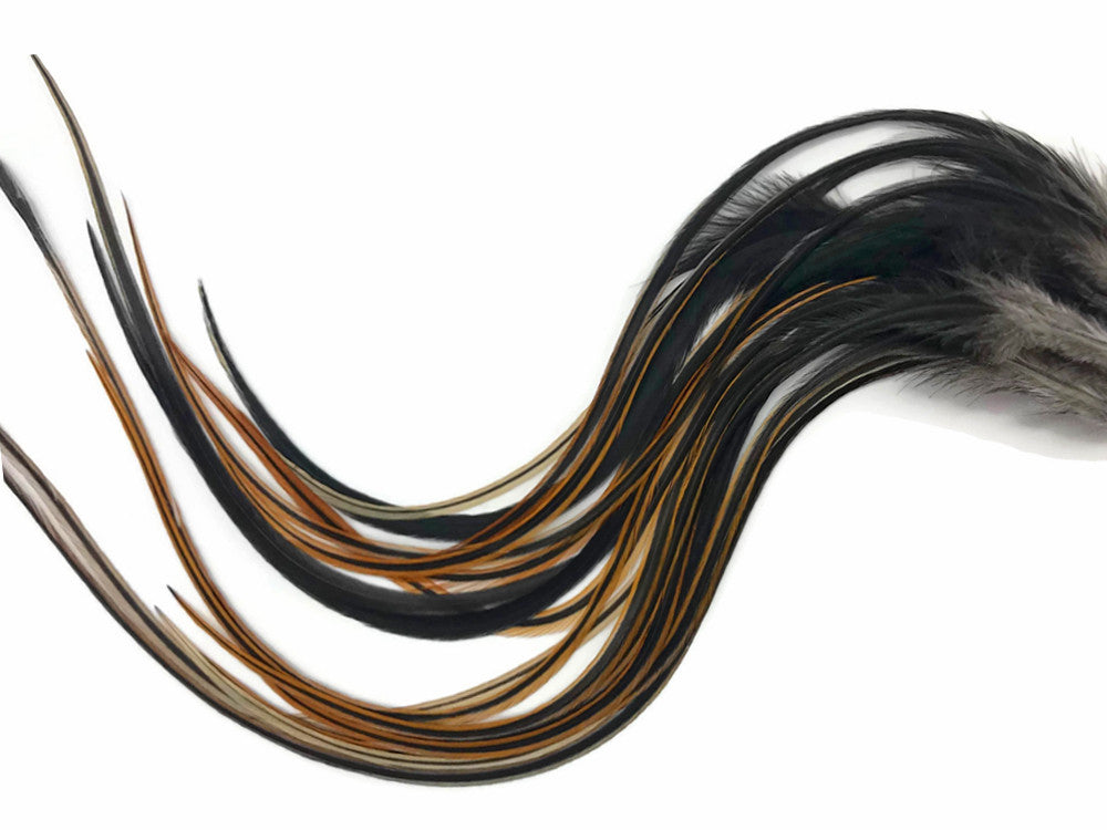 6 Pieces - XL Furnace Thick Long Rooster Hair Extension Feathers