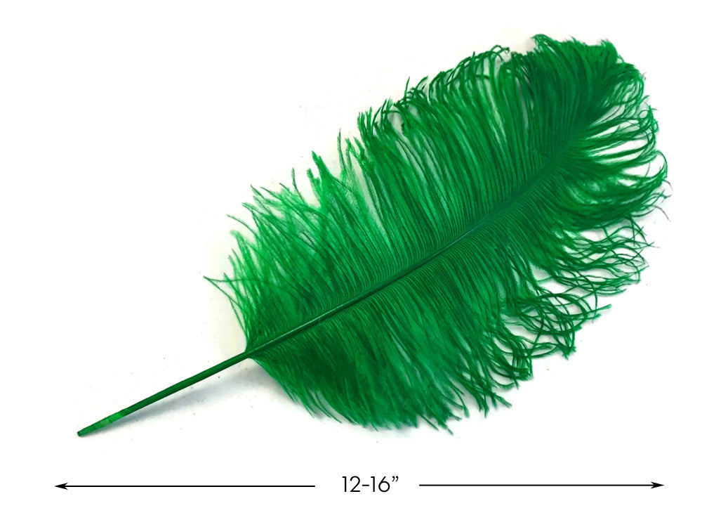 10 Pieces - 12-16" Kelly Green Dyed Ostrich Tail Fancy Feathers