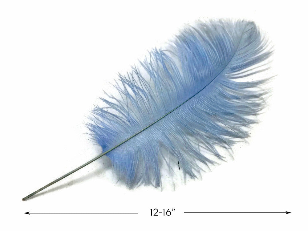 10 Pieces - 12-16" Light Blue Dyed Ostrich Tail Fancy Feathers