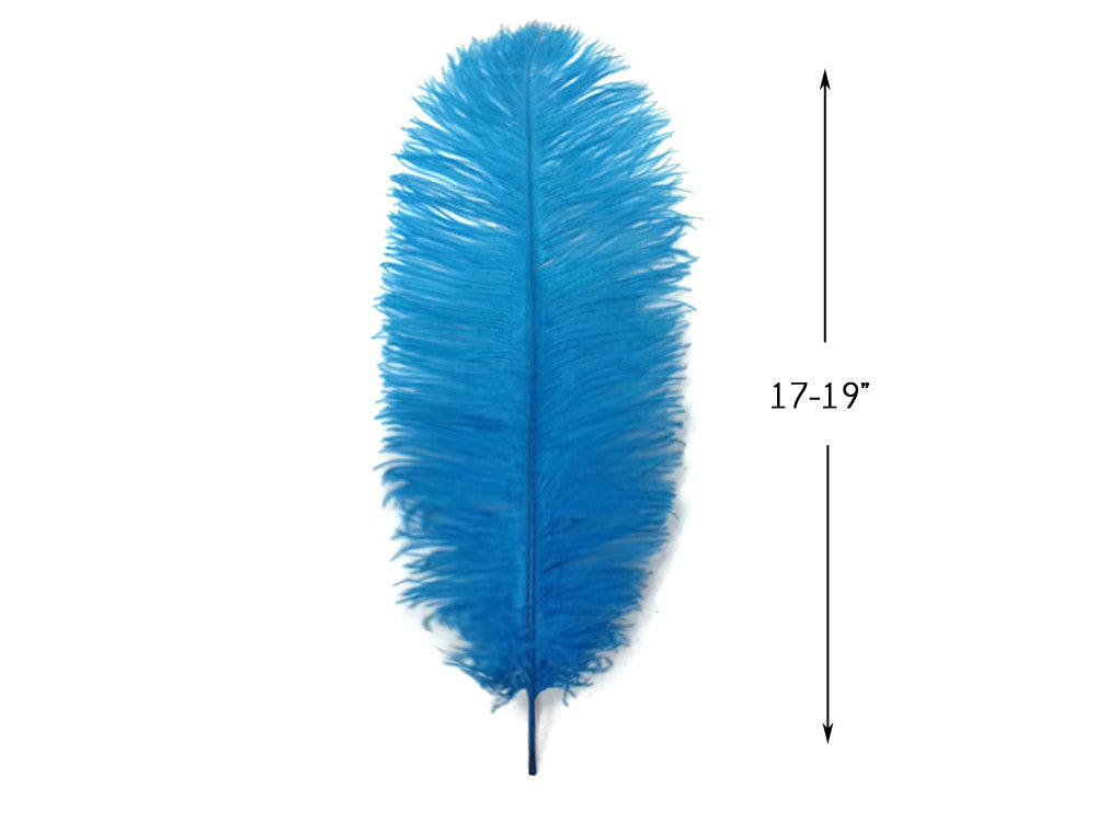 10 Pieces - 17-19" Turquoise Blue Large Bleached & Dyed Ostrich Drabs Body Feathers