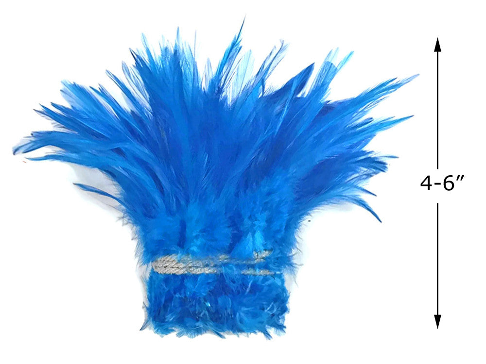 1 Yard – 4-6” Dyed Turquoise Blue Strung Chinese Rooster Saddle Wholesale Feathers (Bulk)