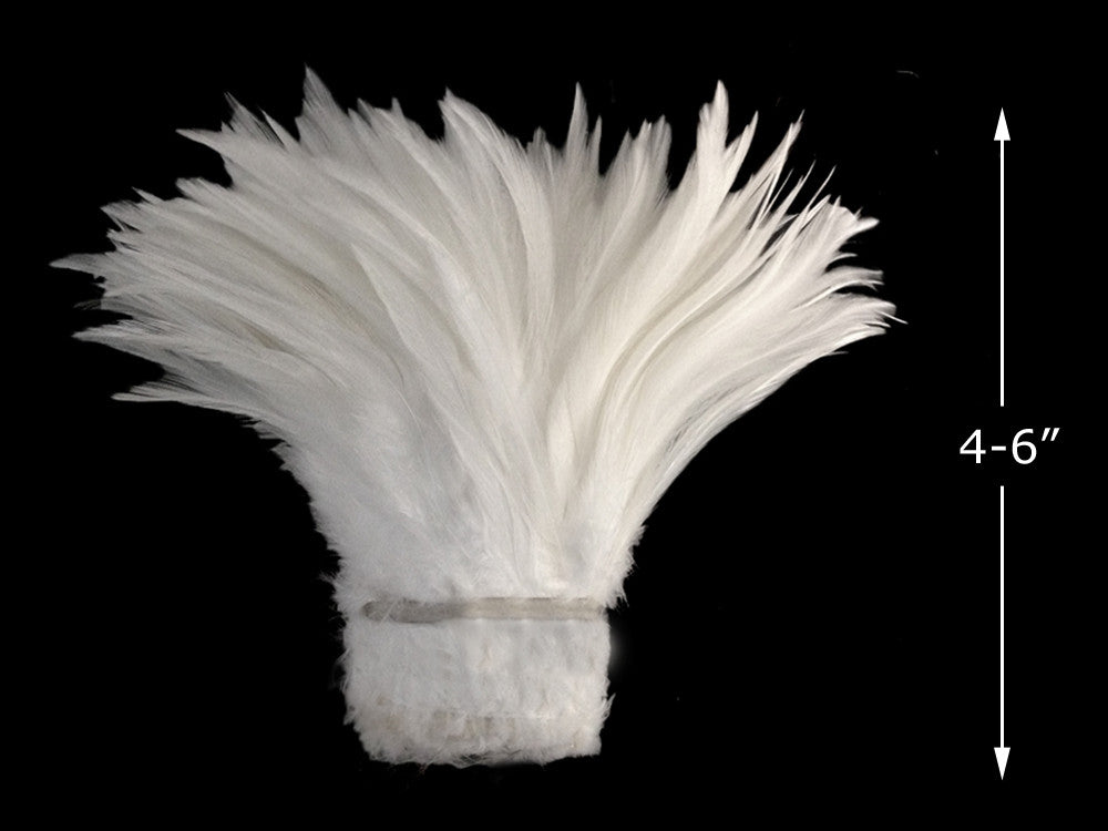 1 Yard – 4-6” Natural White Strung Chinese Rooster Saddle Wholesale Feathers (Bulk)