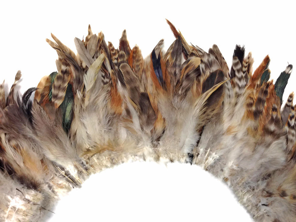 4 Inch Strip - Natural Brown Chinchilla Strung Rooster Schlappen Feathers