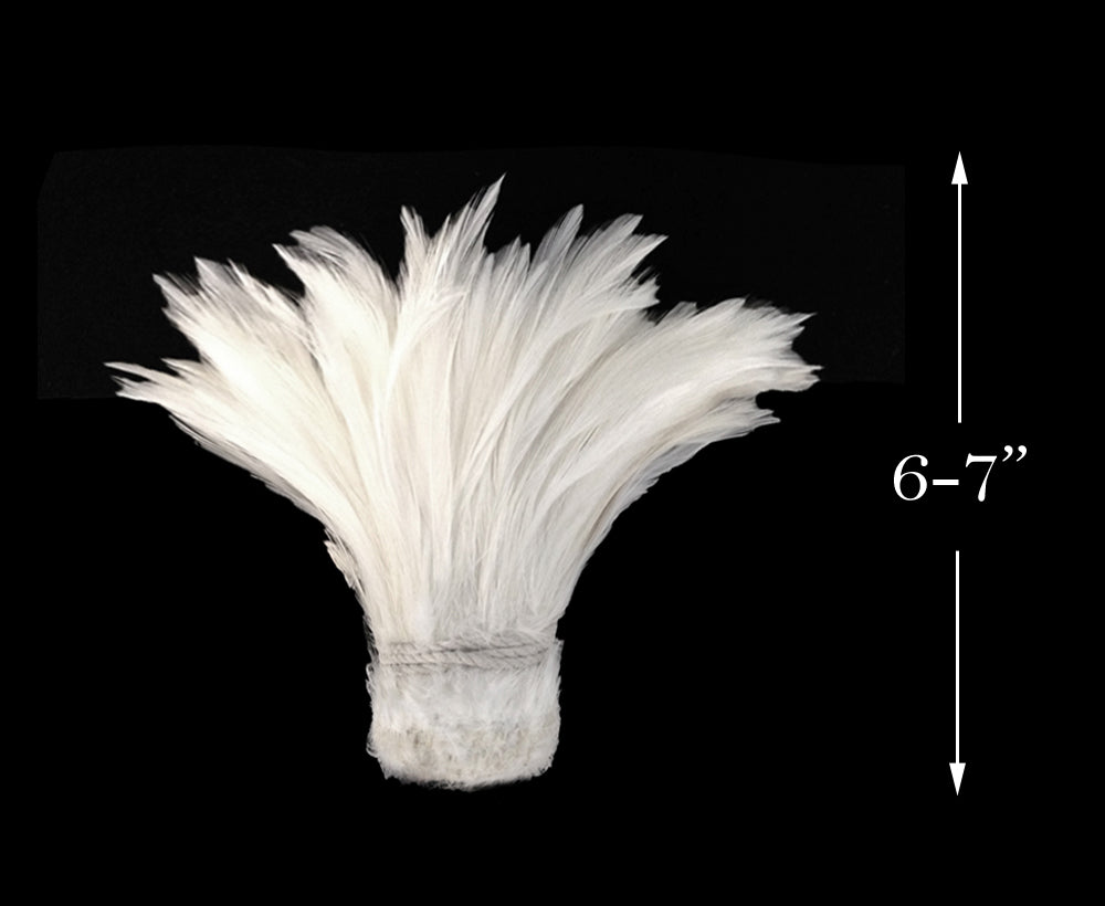 1 yard - 6-7" Natural White Strung Rooster Soft Hackle Feathers for Wedding Backdrops & Arches