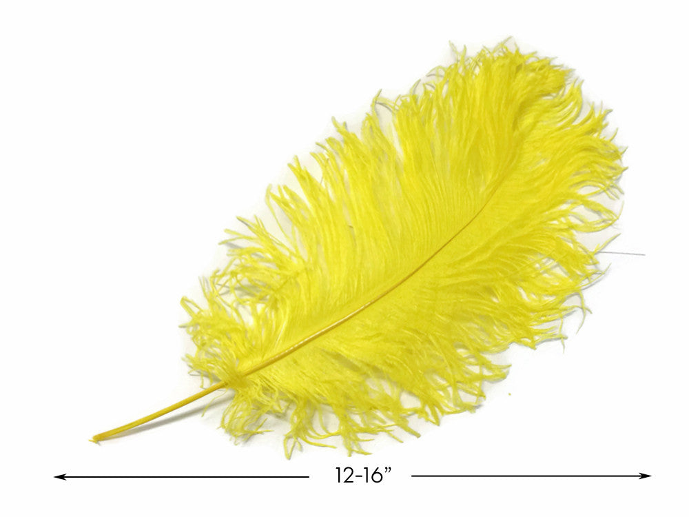 10 Pieces - 12-16" Yellow Dyed Ostrich Tail Fancy Feathers