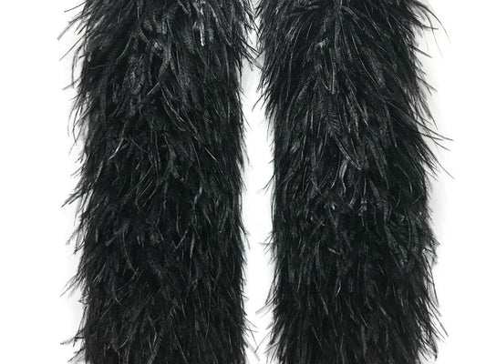 2 Yards - 10 Plys Black Ostrich Extra Large Heavyweight Feather Boa