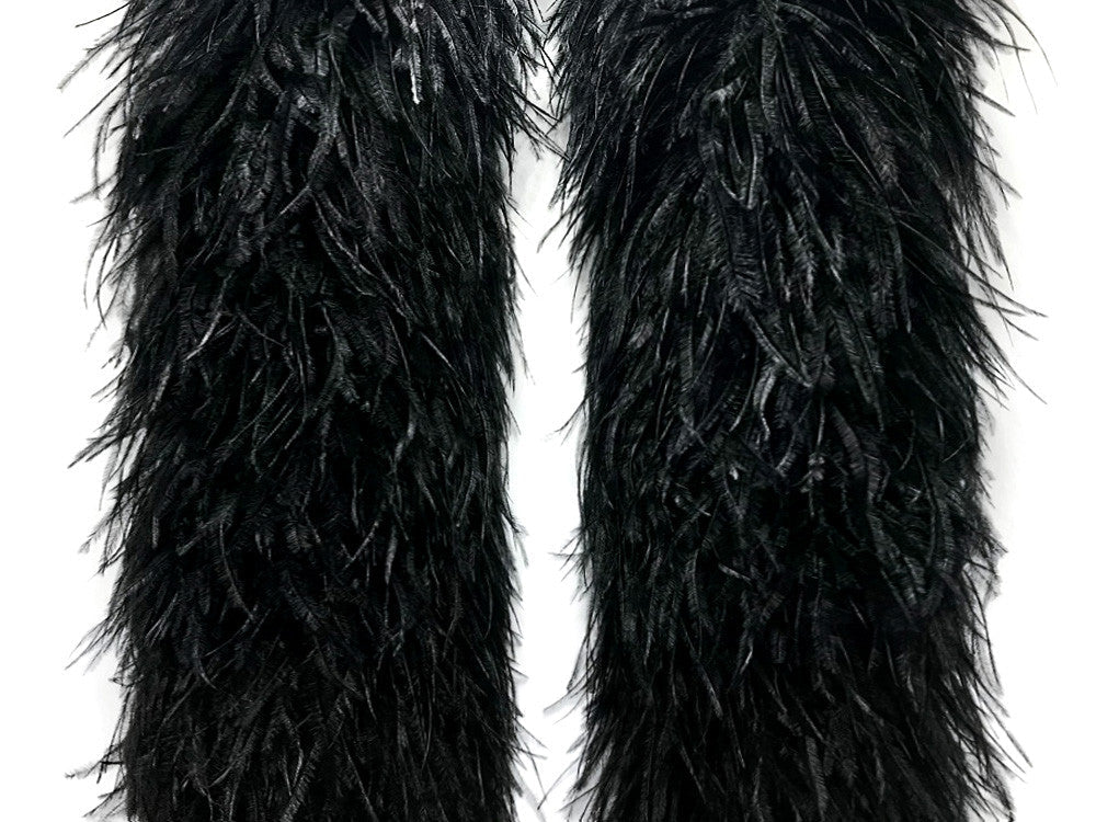 2 Yards - 12 Plys Black Ostrich Extra Large Heavyweight Feather Boa