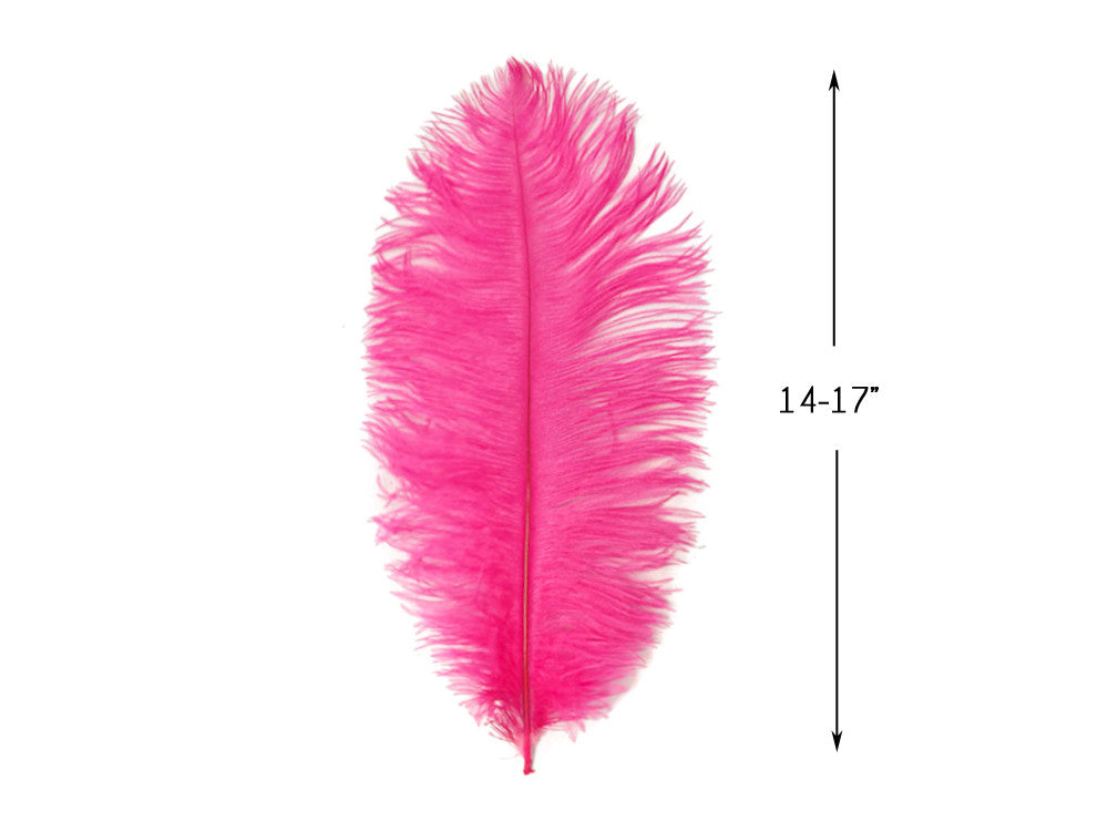 10 Pieces - 14-17"  Hot Pink Ostrich Dyed Drab Body Feathers