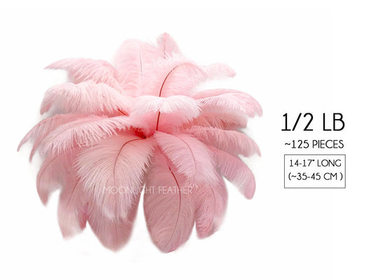 1/2 lb. - 14-17" Baby Pink Ostrich Large Body Drab Wholesale Feathers (Bulk)