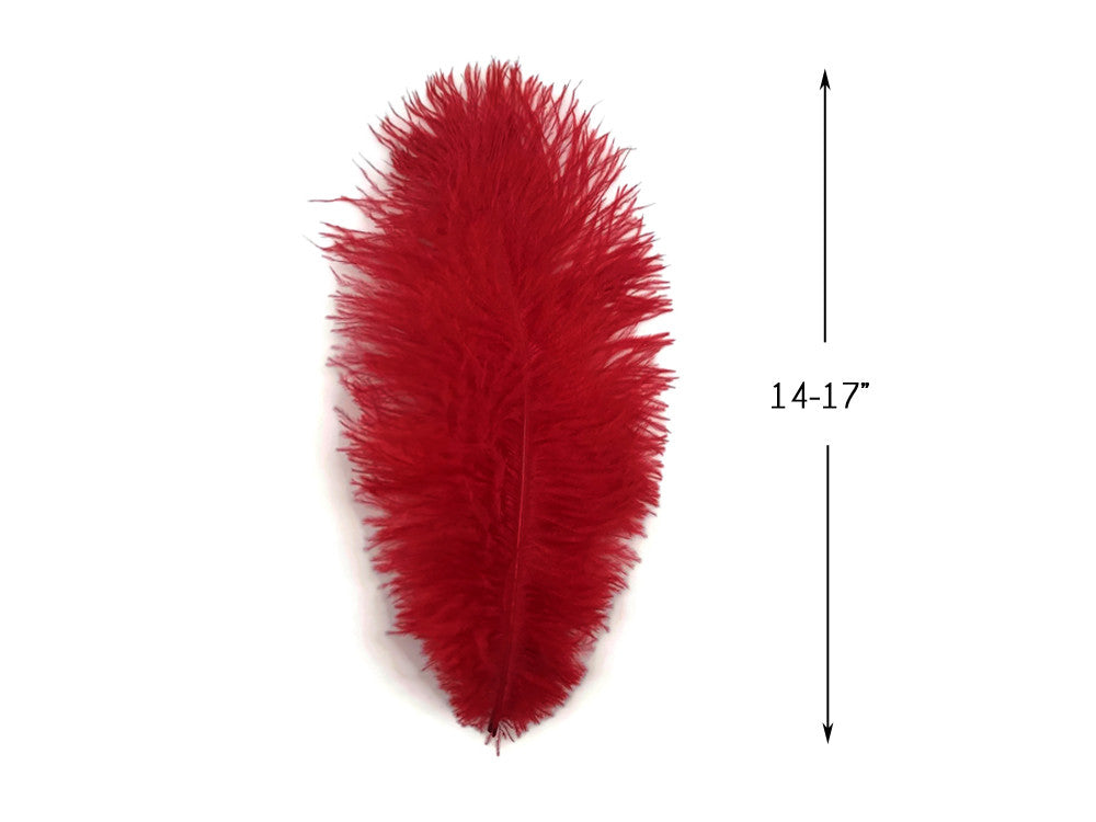 10 Pieces - 14-17" Red Ostrich Ostrich Dyed Drab Body Feathers