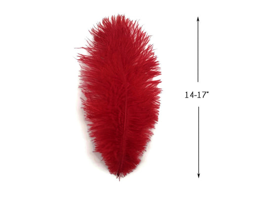 10 Pieces - 14-17" Red Ostrich Ostrich Dyed Drab Body Feathers