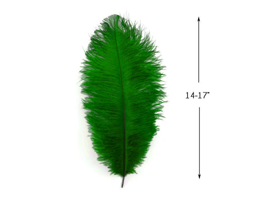 10 Pieces - 14-17" Kelly Green Ostrich Dyed Drab Body Feathers