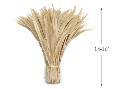 1/2 Yard - 14-16" Ivory Strung Natural Bleached Rooster Coque Tail Wholesale Feathers (Bulk)