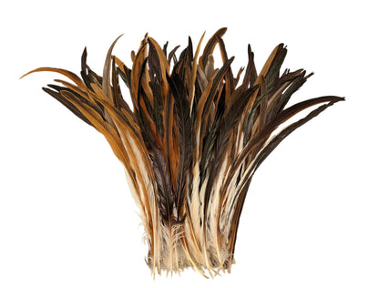 10 pieces - 16-18" Natural Brown Cream Mix Accent Feathers for Wedding Bouquets & Boutonnieres