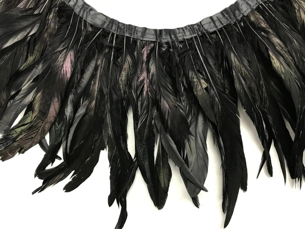 1 yard - 10-12" Natural Black Dyed Over Accent Feathers for Wedding Backdrops & Arches