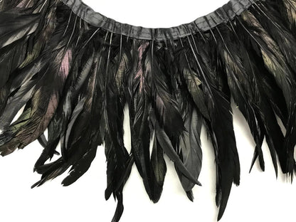 1 yard - 10-12" Natural Black Dyed Over Accent Feathers for Wedding Backdrops & Arches
