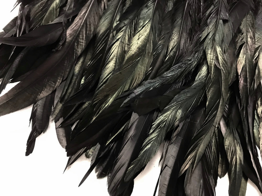 1 yard - 10-12" Natural Black Dyed Over Accent Feathers for Wedding Backdrops & Arches