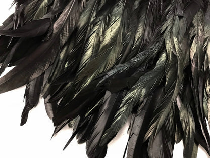1 yard - 10-12" Natural Black Dyed Over Accent Feathers for Wedding Backdrops & Arches