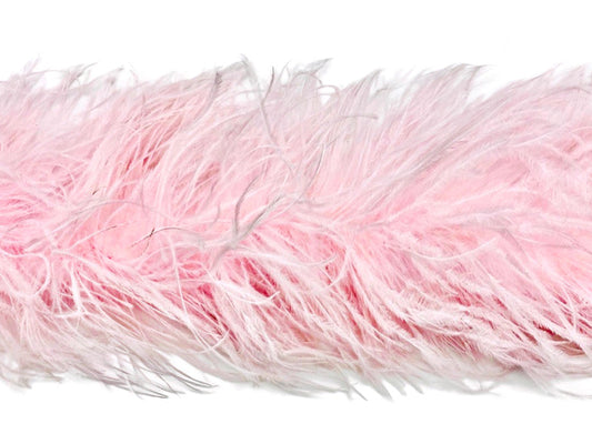 2 Yards - 5 Ply Light Pink Heavy Weight Ostrich Fluffy Feather Boa