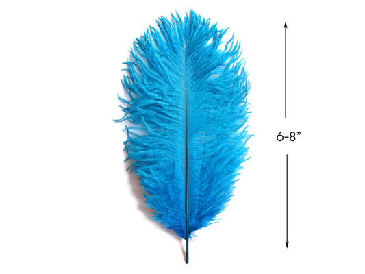 10 Pieces - 6-8" Turquoise Blue Ostrich Dyed Drabs Body Feathers