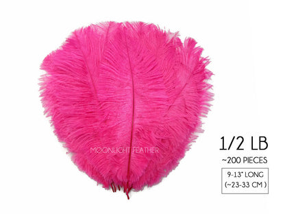1/2 Lb. - 9-13" Hot Pink Dyed Ostrich Body Drab Wholesale Feathers (Bulk)