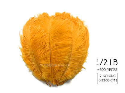 1/2 Lb. - 9-13" Golden Yellow Dyed Ostrich Body Drab Wholesale Feathers (Bulk)