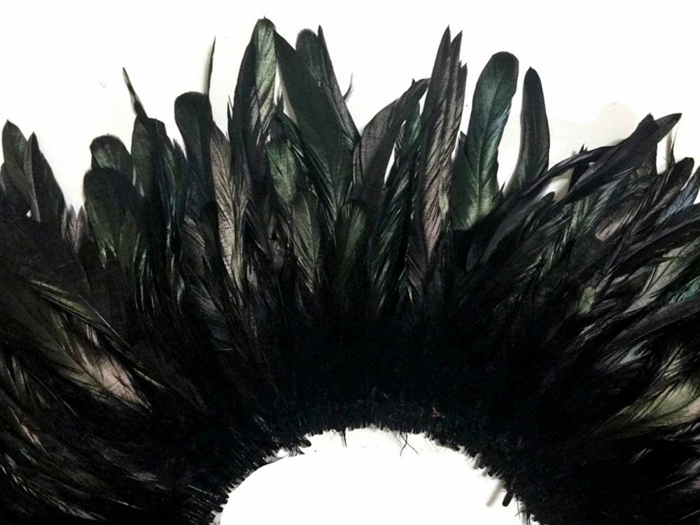 2 yards - 8-10" Natural Black Strung Bleach Accent Feathers for Wedding Backdrops & Arches