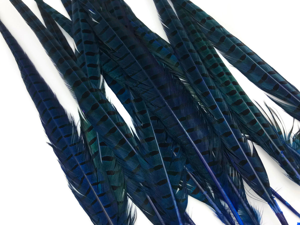 10 pieces - 18-22" Natural Blue Dyed Over Accent Feathers for Wedding Centerpieces
