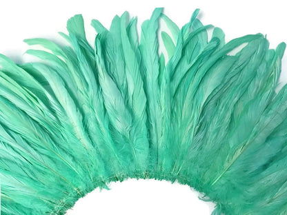 2 yards - 8-10" Mint Green Strung Natural Bleach Accent Feathers for Wedding Backdrops & Arches