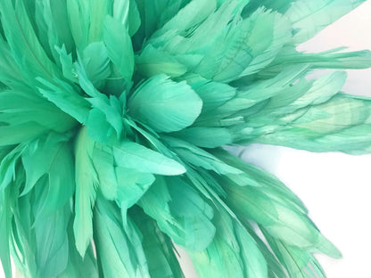 2 yards - 8-10" Mint Green Strung Natural Bleach Accent Feathers for Wedding Backdrops & Arches