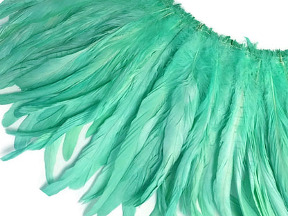 2 yards - 8-10" Mint Green Strung Natural Bleach Accent Feathers for Wedding Backdrops & Arches