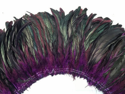 2 yards - 8-10" Natural Purple Half Bronze Accent Feathers for Wedding Backdrops & Arches
