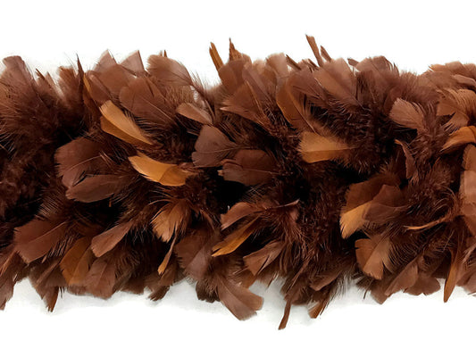 2 Yards - Brown Heavy Weight Turkey Flat Feather Boa, 150 Gram