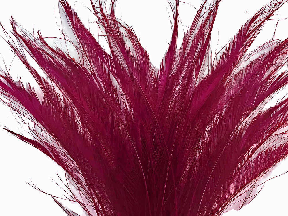 5 pieces - 10-12" Burgundy Bleached Dyed Swords Peacock Feathers for Wedding Centerpieces