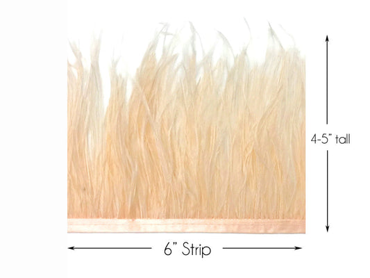 6 Inch Strip - Champagne Ostrich Fringe Trim Feather