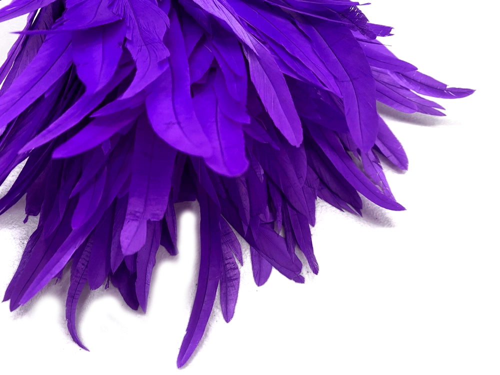 2 yards - 8-10" Natural Eggplant Strung Bleach Accent Feathers for Wedding Backdrops & Arches