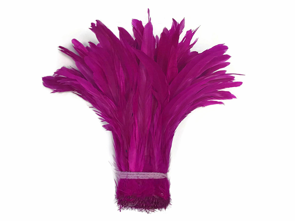 8-10" Natural Inch Strip Fuchsia Accent Feathers for Wedding Centerpieces