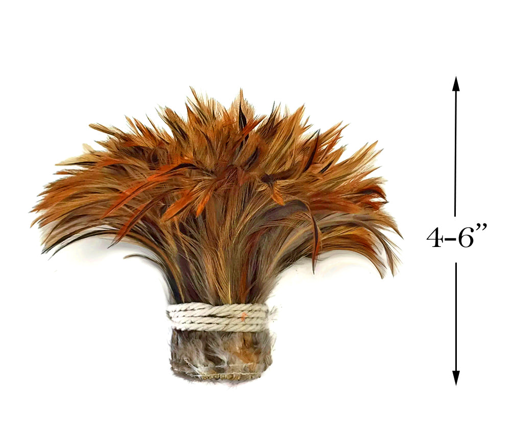 1 yard - Red Furnace Strung Rooster Soft Hackle Feathers for Wedding Backdrops & Arches