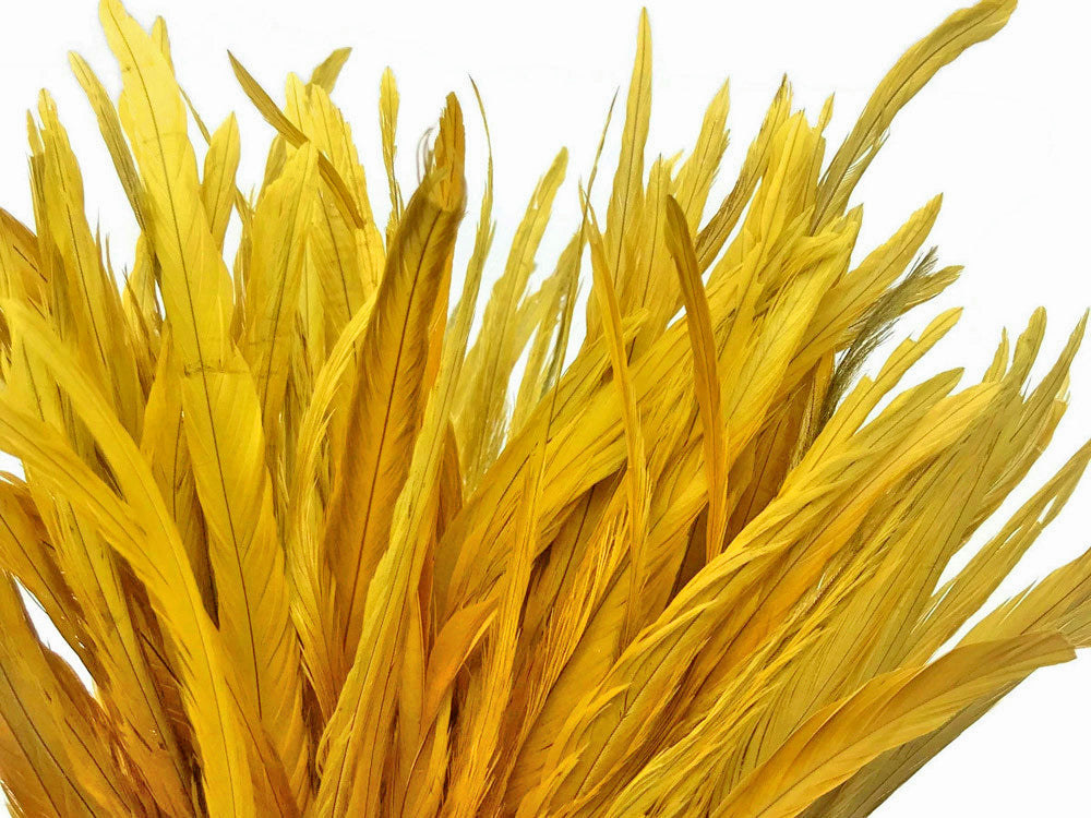 2 yards - 8-10" Natural Golden Yellow Strung Accent Feathers for Wedding Backdrops & Arches