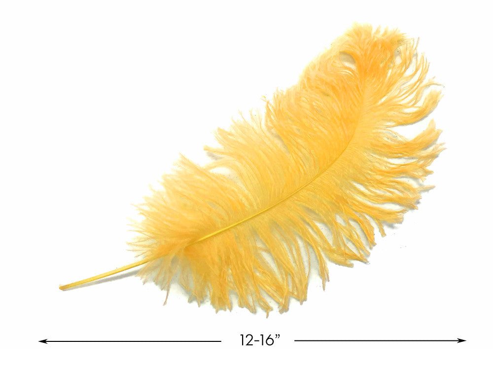 10 Pieces -  12-16" Golden Yellow Dyed Ostrich Tail Fancy Feathers
