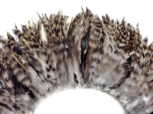 4 Inch Strip - 6-7" Grey Chinchilla Strung Chinese Rooster Saddle Feathers