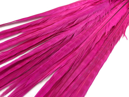 10 pieces - 18-22" Hot Pink Bleached Dyed Ringneck Accent Feathers for Wedding Centerpieces