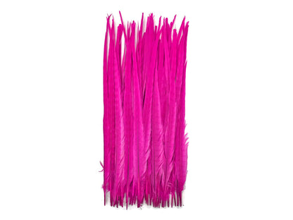 10 pieces - 18-22" Hot Pink Bleached Dyed Ringneck Accent Feathers for Wedding Centerpieces