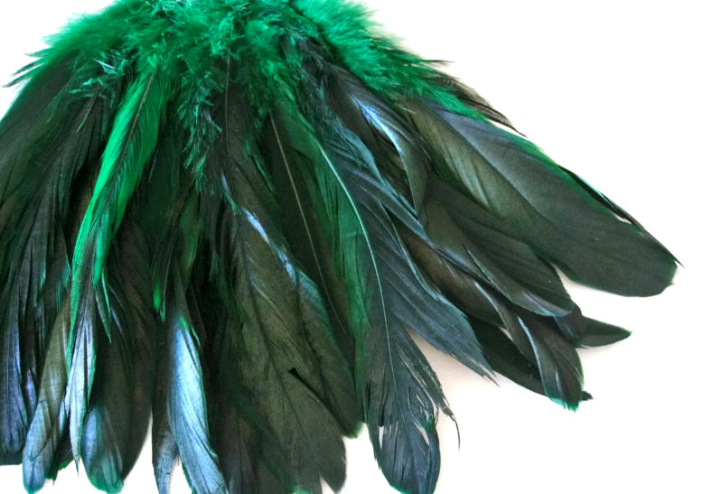 2 yards - 8-10" Natural Kelly Green Half Accent Feathers for Wedding Backdrops & Arches
