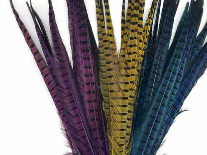10 pieces - 18-22" Natural Blue Dyed Over Accent Feathers for Wedding Centerpieces