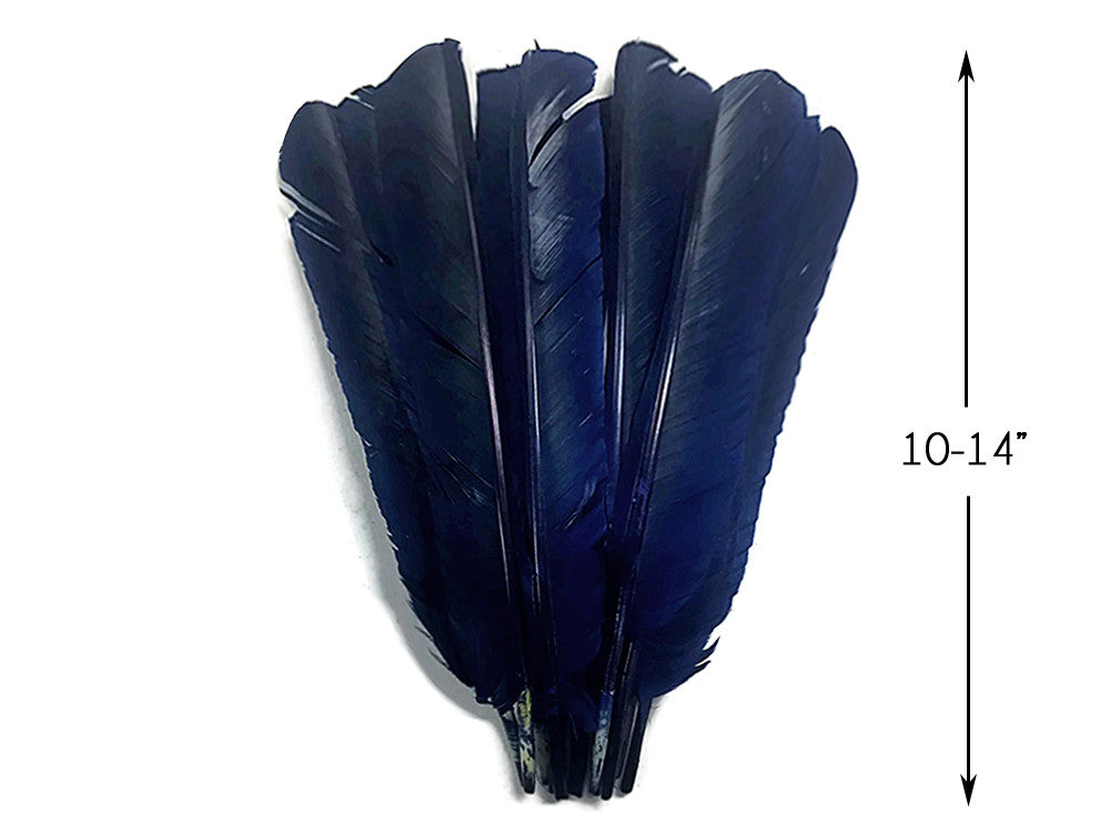 1/4 Lb - Navy Blue Turkey Pointers Primary Wing Quill Large Wholesale Feathers (Bulk)