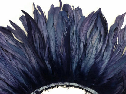 2 yards - 8-10" Natural Navy Blue Strung Accent Feathers for Wedding Backdrops & Arches