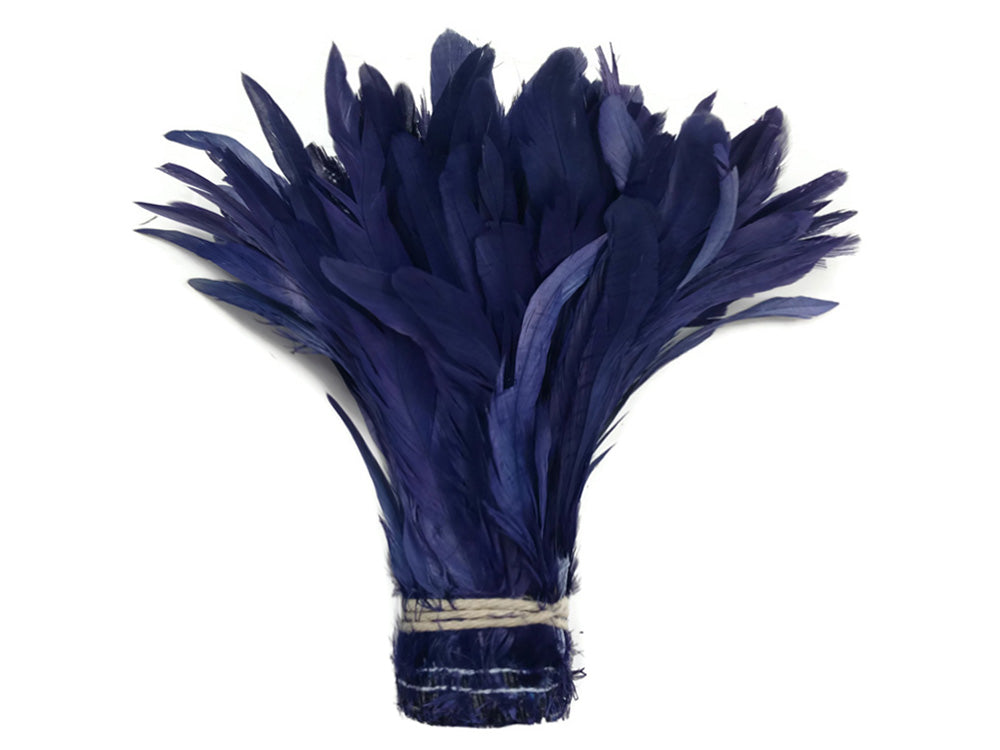 8-10" Natural Inch Strip Navy Accent Feathers for Wedding Centerpieces